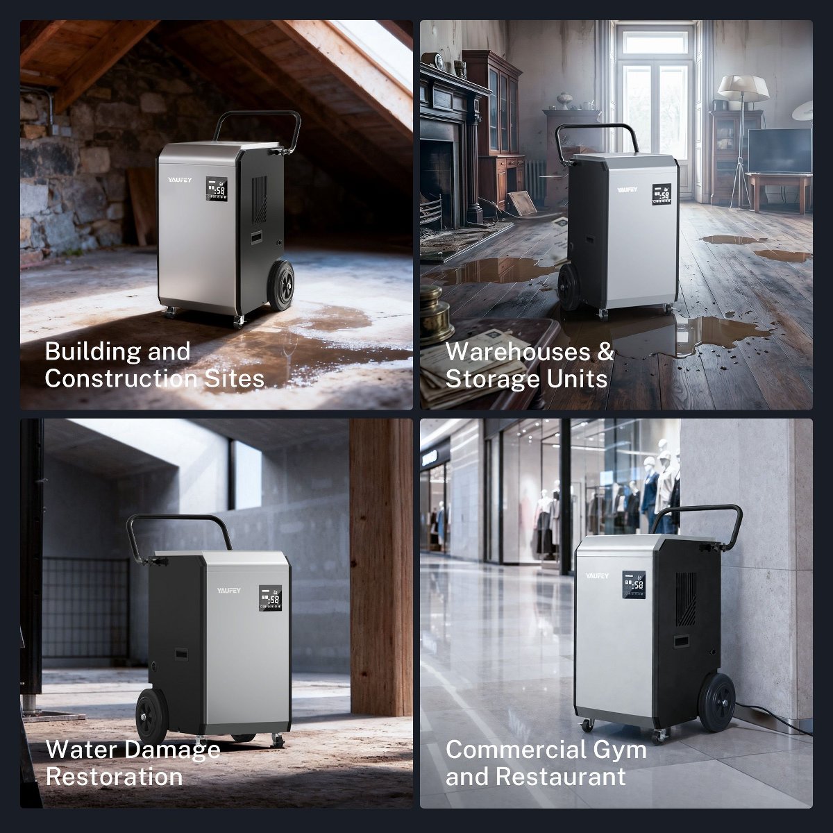 160 pt. 7500 sq.ft. Commercial Dehumidifier in Silver with Pump and Auto Restart, for Large Space Like Basements, Workshops