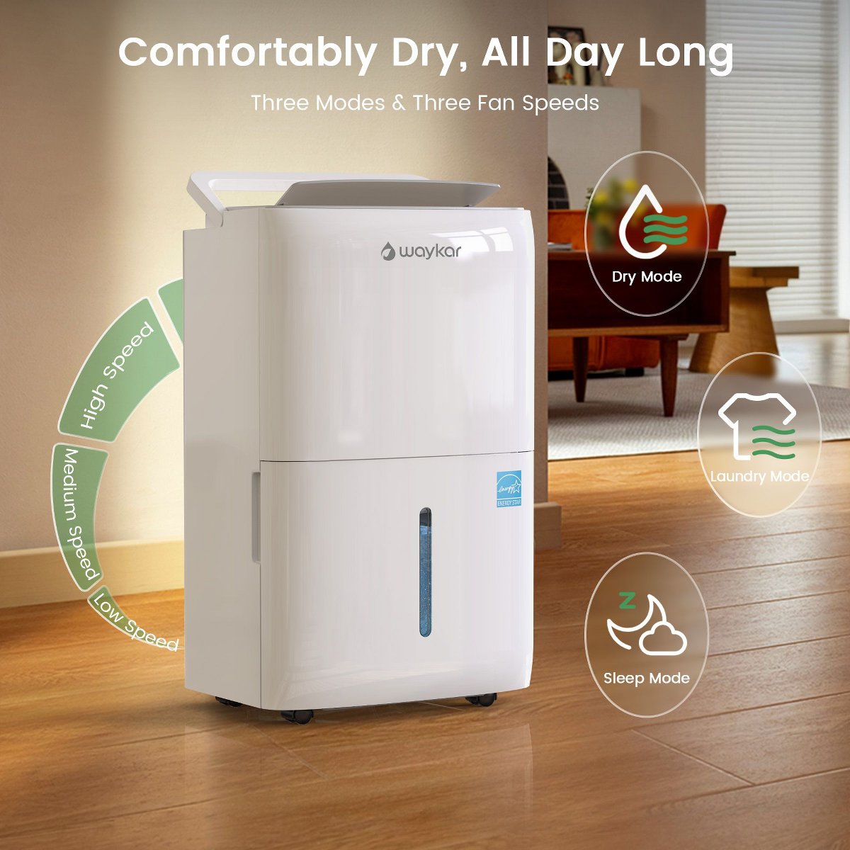 150-Pint Energy Star Most Efficient Quiet Dehumidifier with Bucket and Built-in Pump for Bedroom and Basement