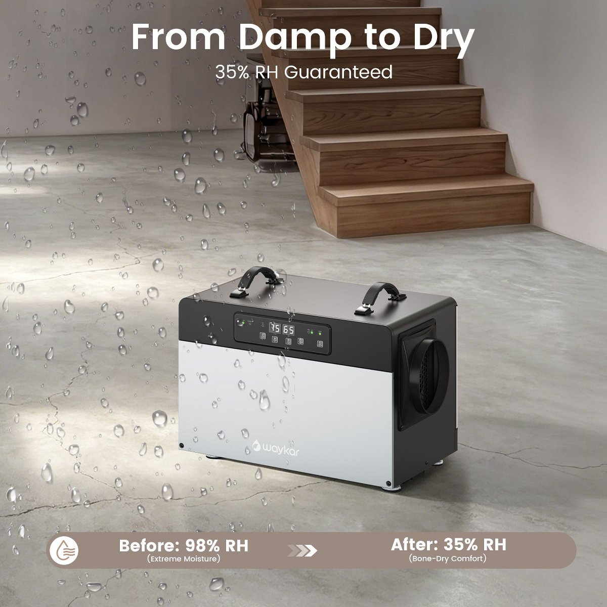 125-Pint Commercial Dehumidifier up to 6500 Sq Ft with Built-in pump & Continuous Drain