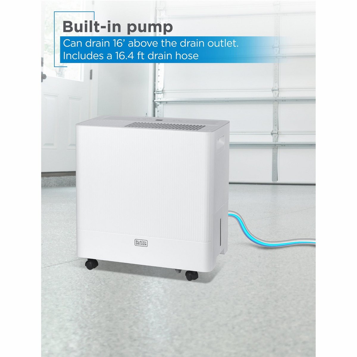 50-Pint Portable Dehumidifier with Built-in Pump, For up to 4500 Sq. Ft., 12.68-Pint Bucket, Energy Star Certified, BDM50PWCDA, White