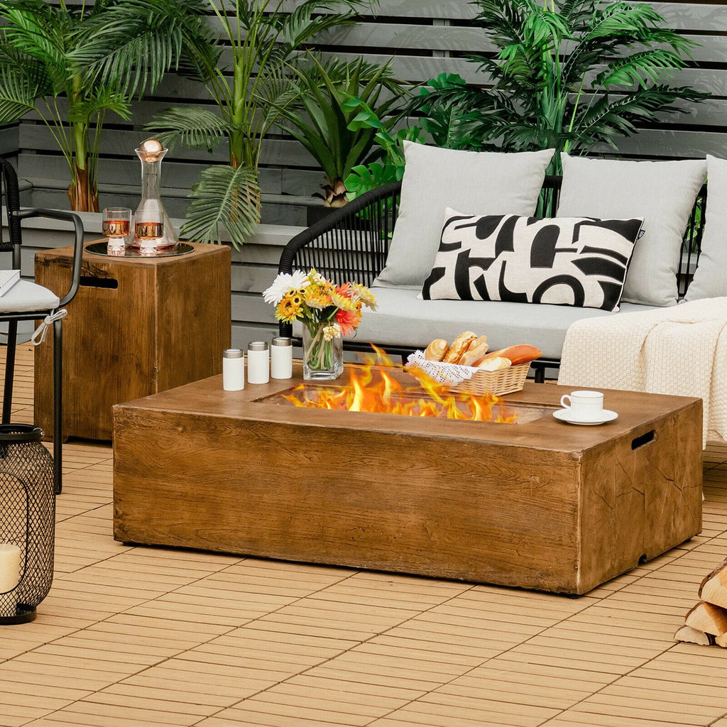 48 x27-inch Outdoor Gas Fire Pit Table 50,000 BTU W/ Lava Rocks & Cover