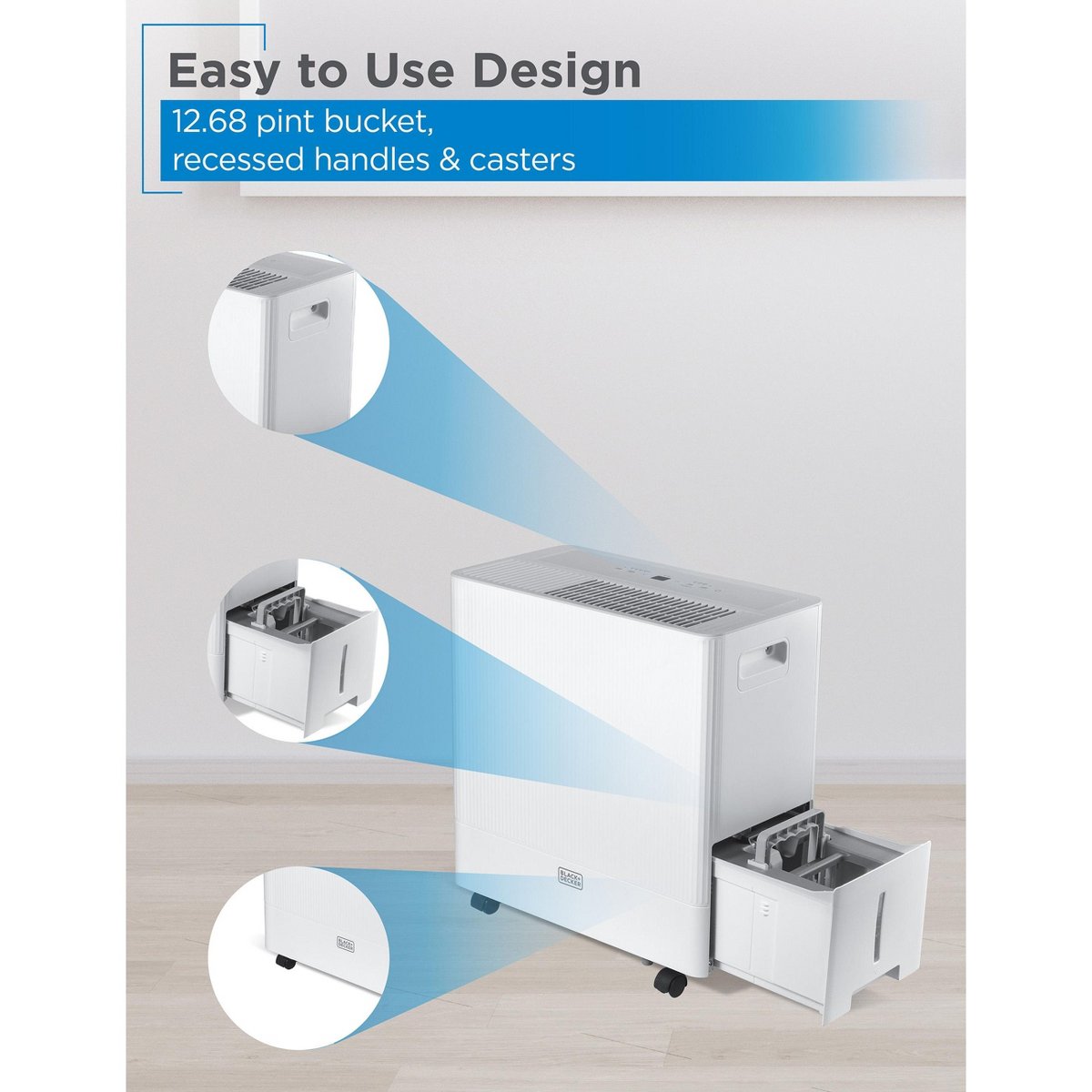 50-Pint Portable Dehumidifier with Built-in Pump, For up to 4500 Sq. Ft., 12.68-Pint Bucket, Energy Star Certified, BDM50PWCDA, White