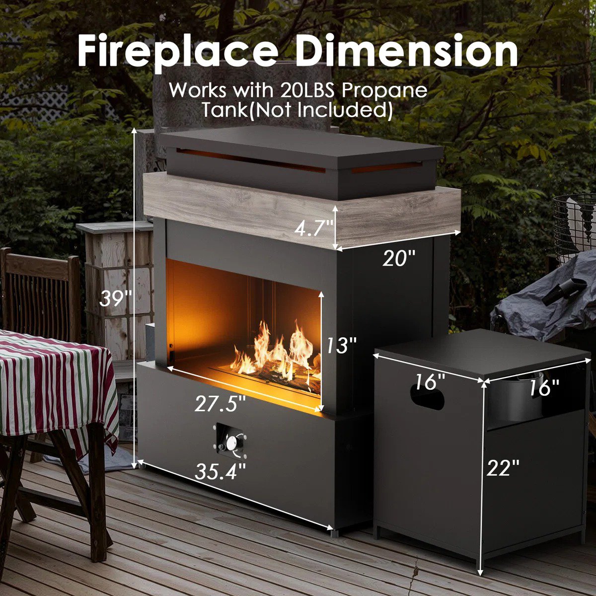 50000-BTU Outdoor Propane Fireplace