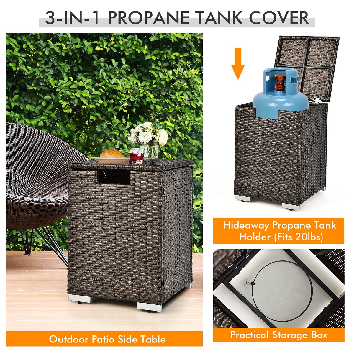 8PCS Patio Rattan Furniture Set Fire Pit Table Tank Holder Cover Deck Off White/Black/Navy/Red/Turquoise