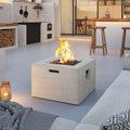 Square Propane Fire Pit Table, 40,000 BTU Outdoor MGO Fireplace with Lava Rocks & Rain Cover