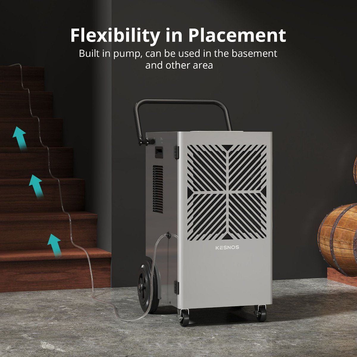 155 Pint Commercial Dehumidifier for Home & Basements up to 7500 sq ft