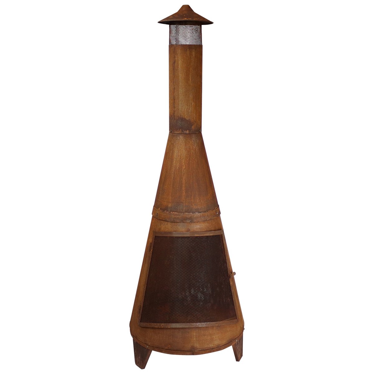Sunnydaze Outdoor Backyard Large Freestanding Oxidized Steel Wood-Burning Fire Pit Chiminea 70