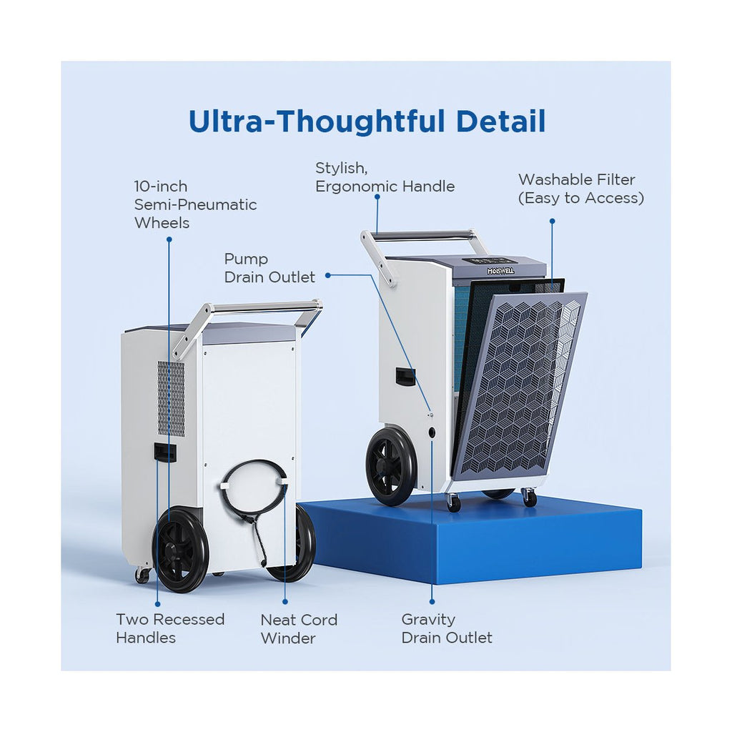 260 Pints Commercial Dehumidifier with Pump Heavy-Duty Moisture Control for Basement Warehouse, Industry Water Damage Unit, Auto Defrost