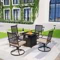 5pc Outdoor Conversation Set with Swivel Chairs & 28 Square Propane Fire Table