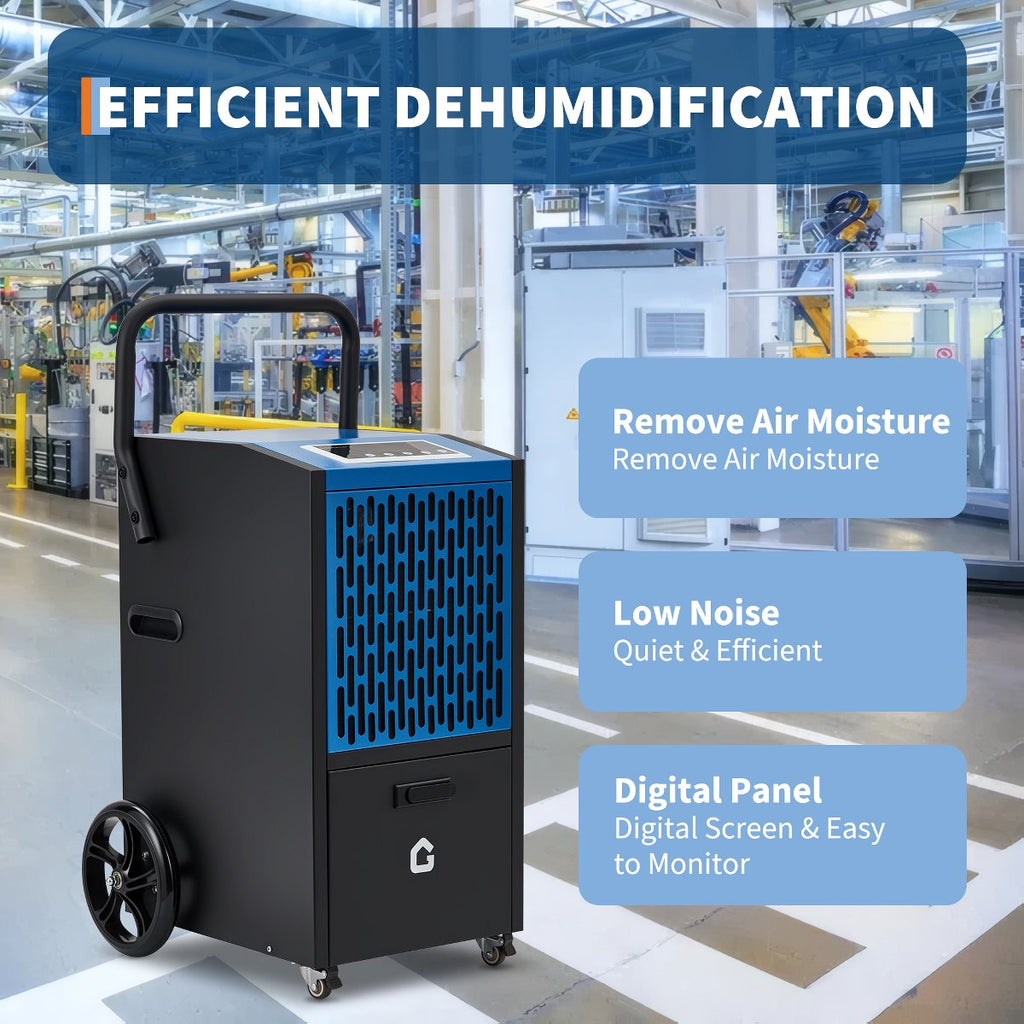 105 Pint Dehumidifier, High Humidity Dehumidifier with Timer and 4 Wheels for Flood Repair, Drying Basement