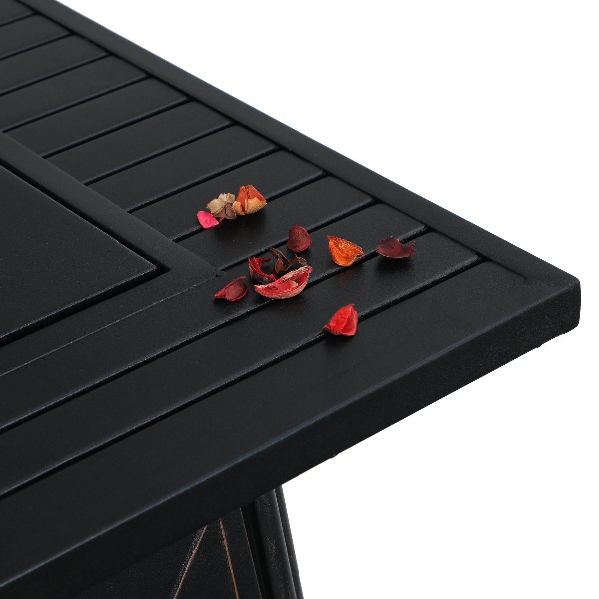 Metal Gas Square Outdoor Fire Pit Table With Lid Black: 28-Inch, 50000 BTU, Patio Heater