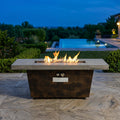 42 Outdoor Propane Gas Fire Pit Table 2-Pieces, 50000 BTU Rectangular Steel Fire Pit with Glass Wind Guard for Outside Patio Garden Courtyard -Gray