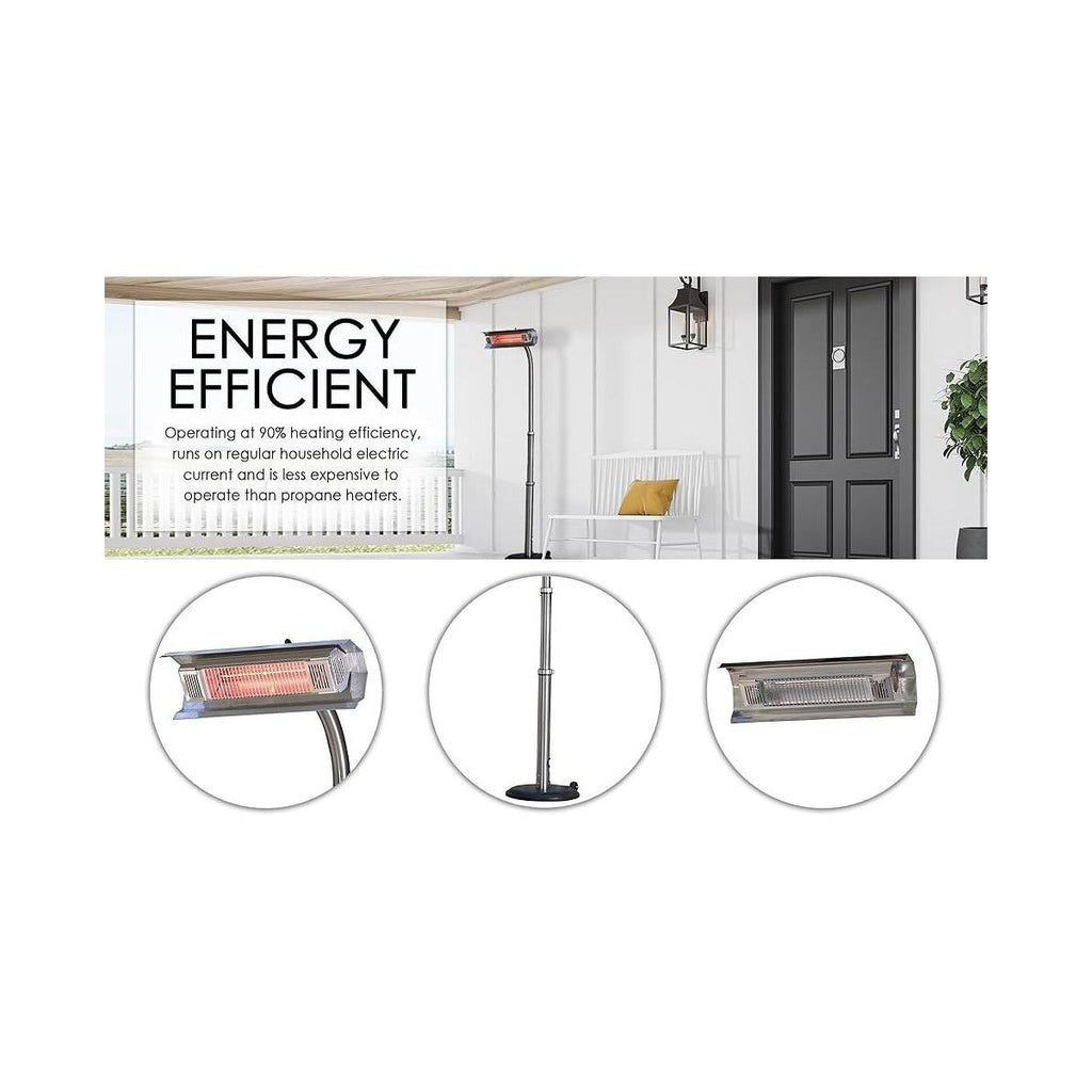 Stainless Steel Telescoping Offset Pole Mounted Infrared Patio Heater