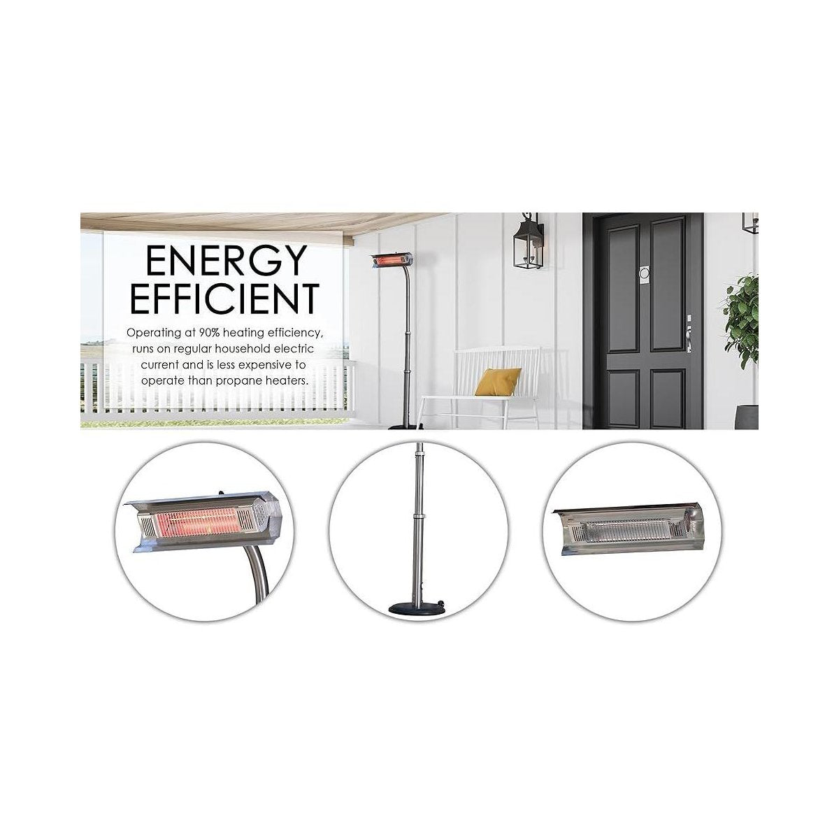 Stainless Steel Telescoping Offset Pole Mounted Infrared Patio Heater