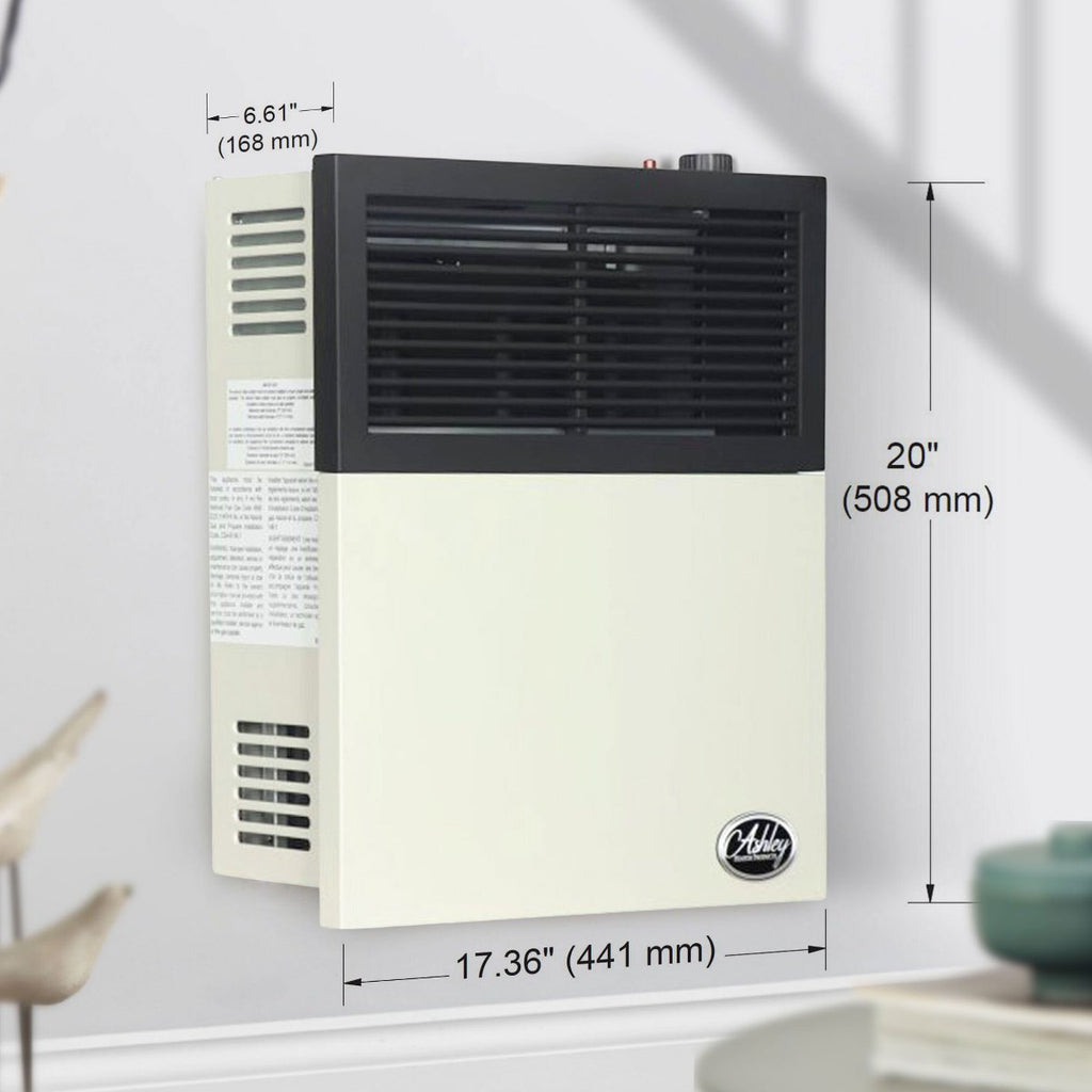 11,000 BTU Direct Vent Liquid Propane Wall Mounted Heater with Piezo Lightning, Safety Pilot and Built-In Regulator, Cream