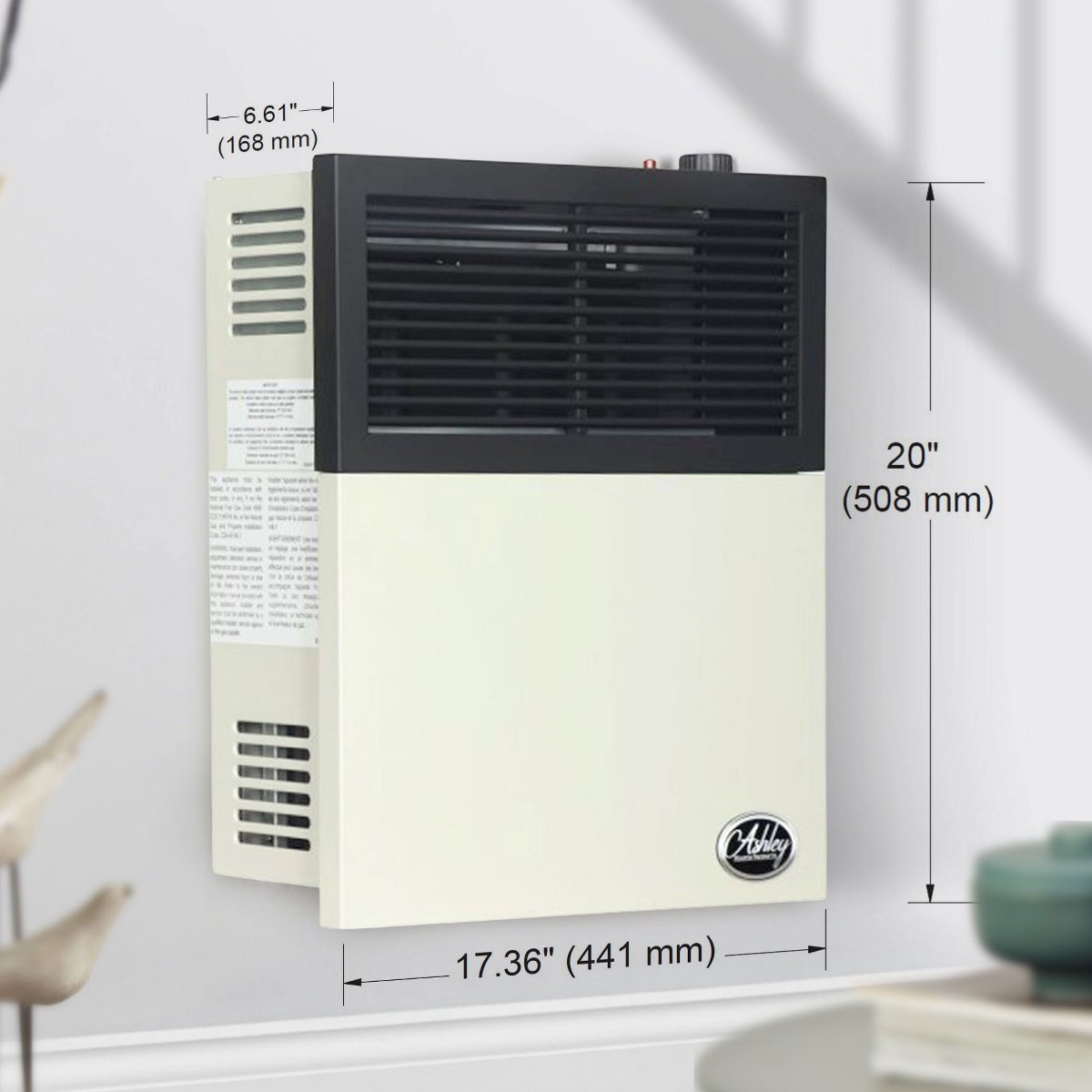 11,000 BTU Direct Vent Liquid Propane Wall Mounted Heater with Piezo Lightning, Safety Pilot and Built-In Regulator, Cream