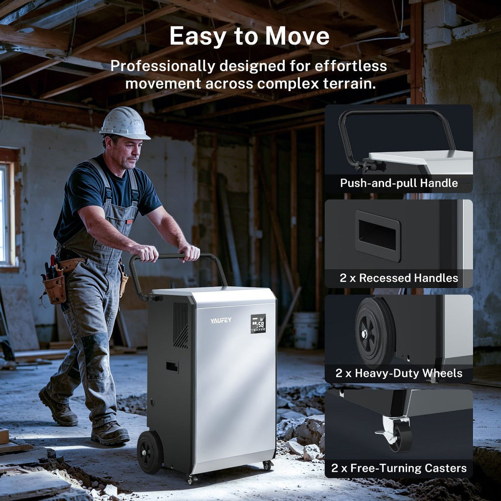 240 pt. 7500 sq.ft. Commercial Dehumidifier in Silver with Pump for Large Space Like Basements, Workshops, Bucketless, Auto Restart