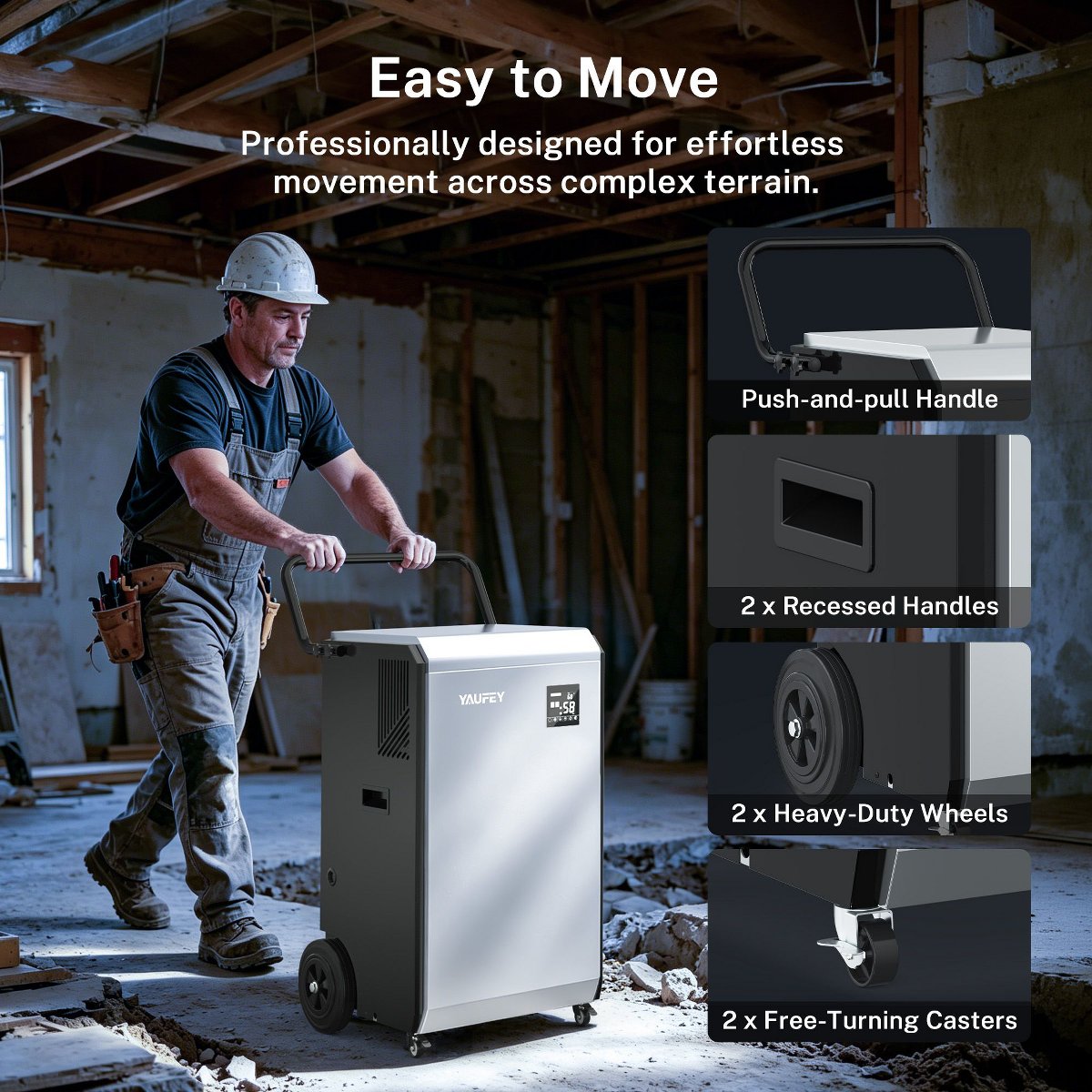 240 pt. 7500 sq.ft. Commercial Dehumidifier in Silver with Pump for Large Space Like Basements, Workshops, Bucketless, Auto Restart