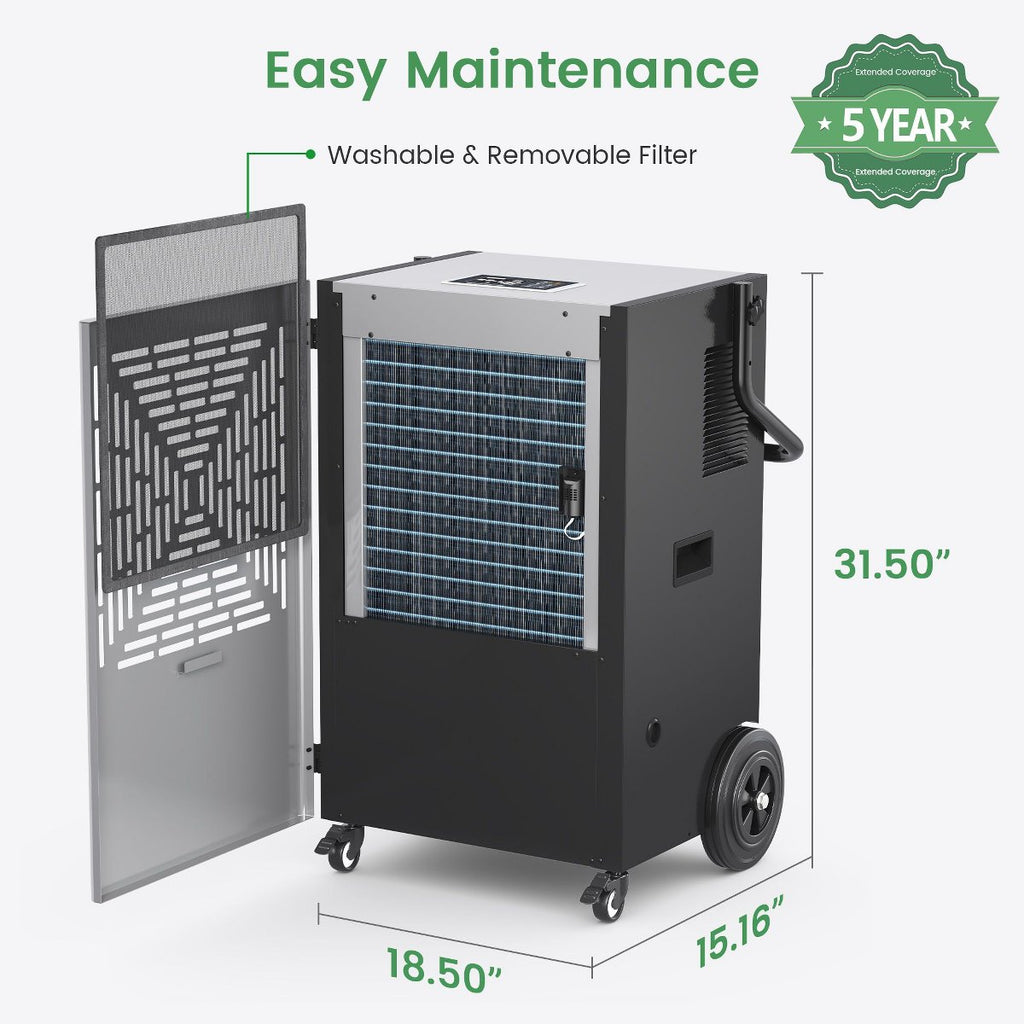 216 pt. 7500 sq.ft. Powerful Commercial Dehumidifier with Built-in Pump for Basements, Workshops and Warehouse, Auto Restart, Bucketless