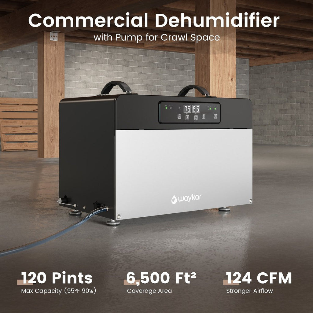 125-Pint Commercial Dehumidifier up to 6500 Sq Ft with Built-in pump & Continuous Drain