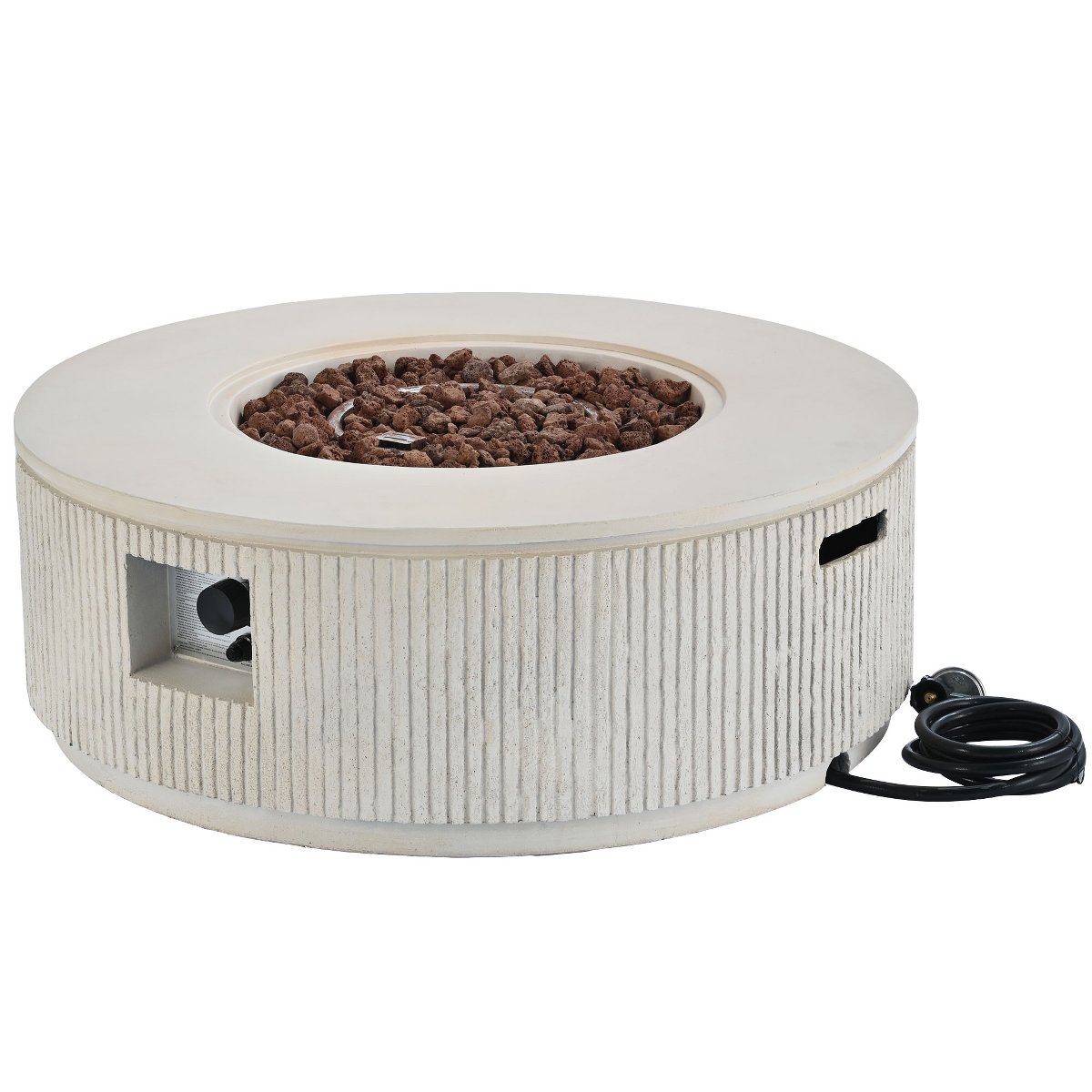 38 Patio Propane Fire Pit Table, 50000 BTU Round Outdoor Fireplace with Steel Burner, Adjustable Flame Control, Lava Rocks & Rain Cover