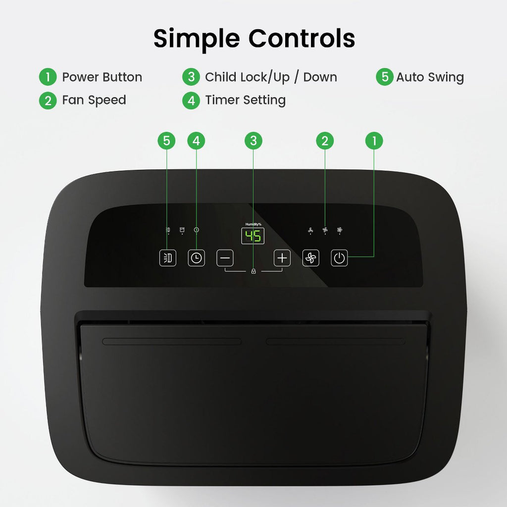 150-pint Energy Star Dehumidifier with Auto-Swing Louvers, Smart Humidity Control, and Full Tank Protection