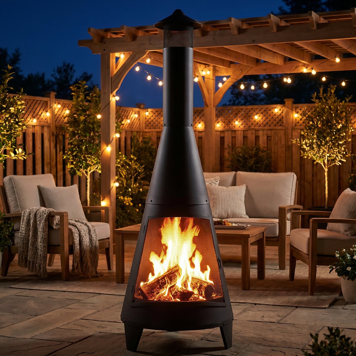 Sunnydaze Outdoor Backyard Large Freestanding Oxidized Steel Wood-Burning Fire Pit Chiminea 70