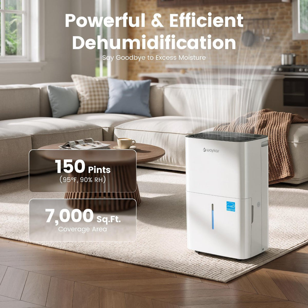 ENERGY STAR 150-Pint Dehumidifier with Pump,Smart Humidity Control & Quiet Operation for Large Spaces up to 7,000 Sq. Ft
