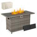 44.5-Inch Outdoor Fire Pit Table with Woven Rattan and Stainless Steel Burner, Doubles as a Patio Coffee Table, Gray