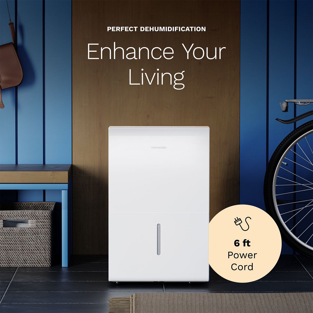 50 Pint Wi-Fi Dehumidifier for up to 7,000 Sq Ft Rooms (MAX 120 Pint at 95°F, 90% RH) with NO PUMP – Humidity Control for Large Rooms