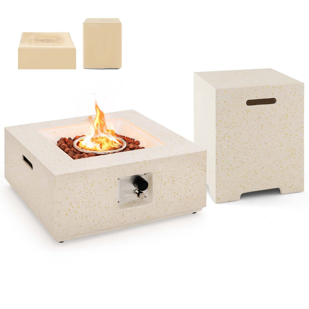 28 Patio Propane Fire Pit Table w/Hideaway Tank Holder Outdoor Gas Fire Table