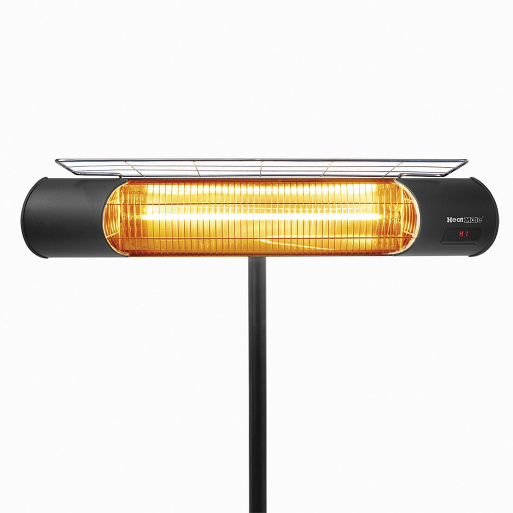 HeatMate Weatherproof Graphite Patio Heater with Stand and Remote, Black