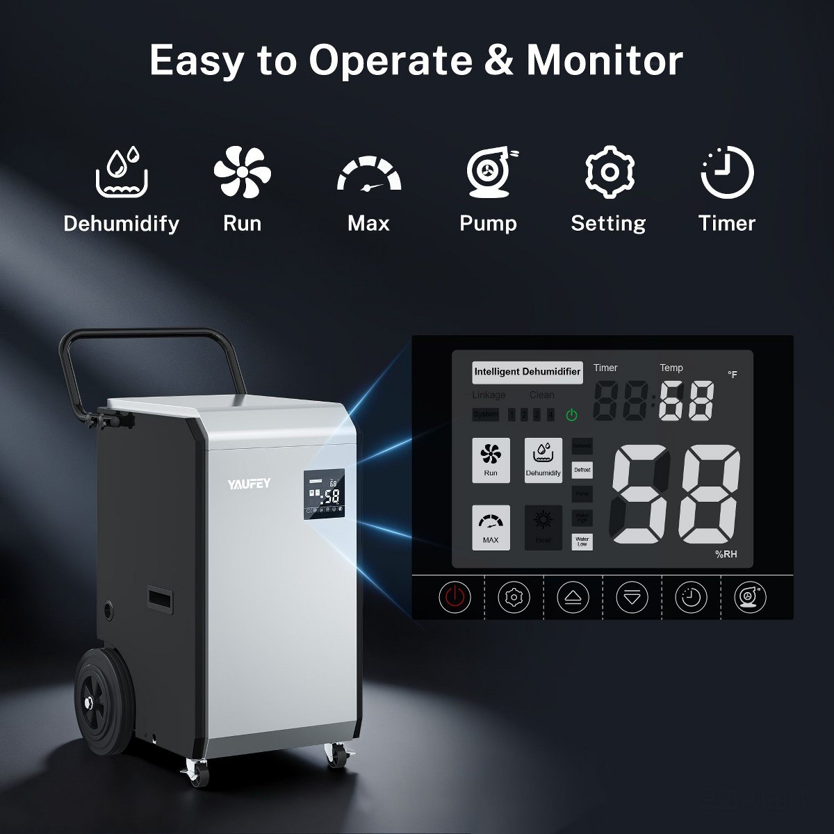 160 pt. 7500 sq.ft. Commercial Dehumidifier in Silver with Pump and Auto Restart, for Large Space Like Basements, Workshops
