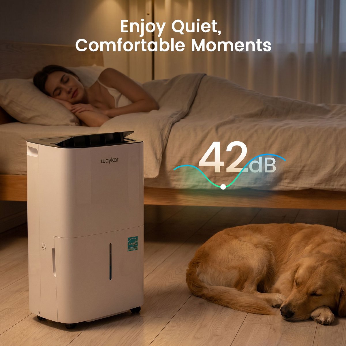 150-pint Energy Star Dehumidifier with Auto-Swing Louvers, Smart Humidity Control, and Full Tank Protection