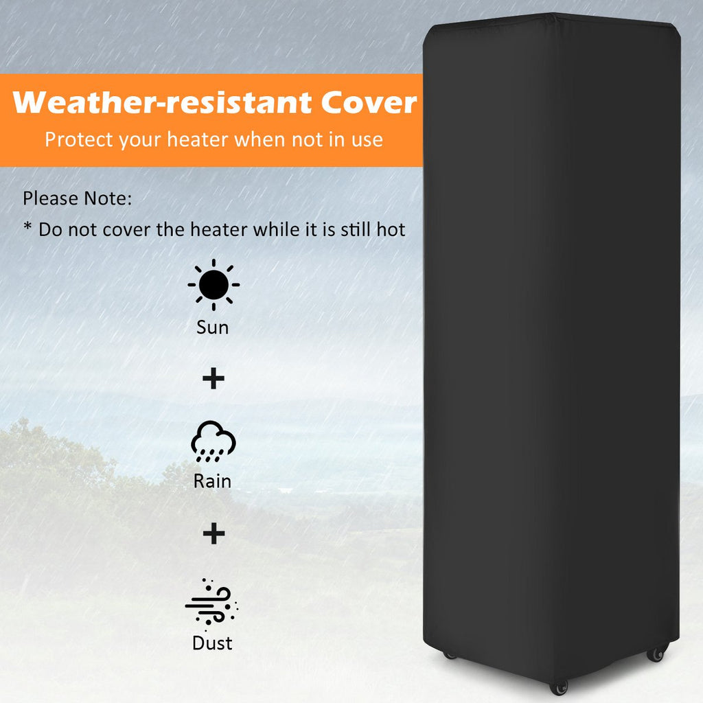 41,000 BTU Propane Patio Heater Glass Tube Standing Gas Heater w/ Cover Wheels