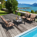 5pcs Patio Rocking Chairs 4-in-1 Fire Pit Table Heavy-Duty Conversation Outdoor