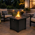 28 Propane Gas Fire Pit Table, 50,000 BTU Square Steel Outdoor Fireplace for Patio Deck, Black