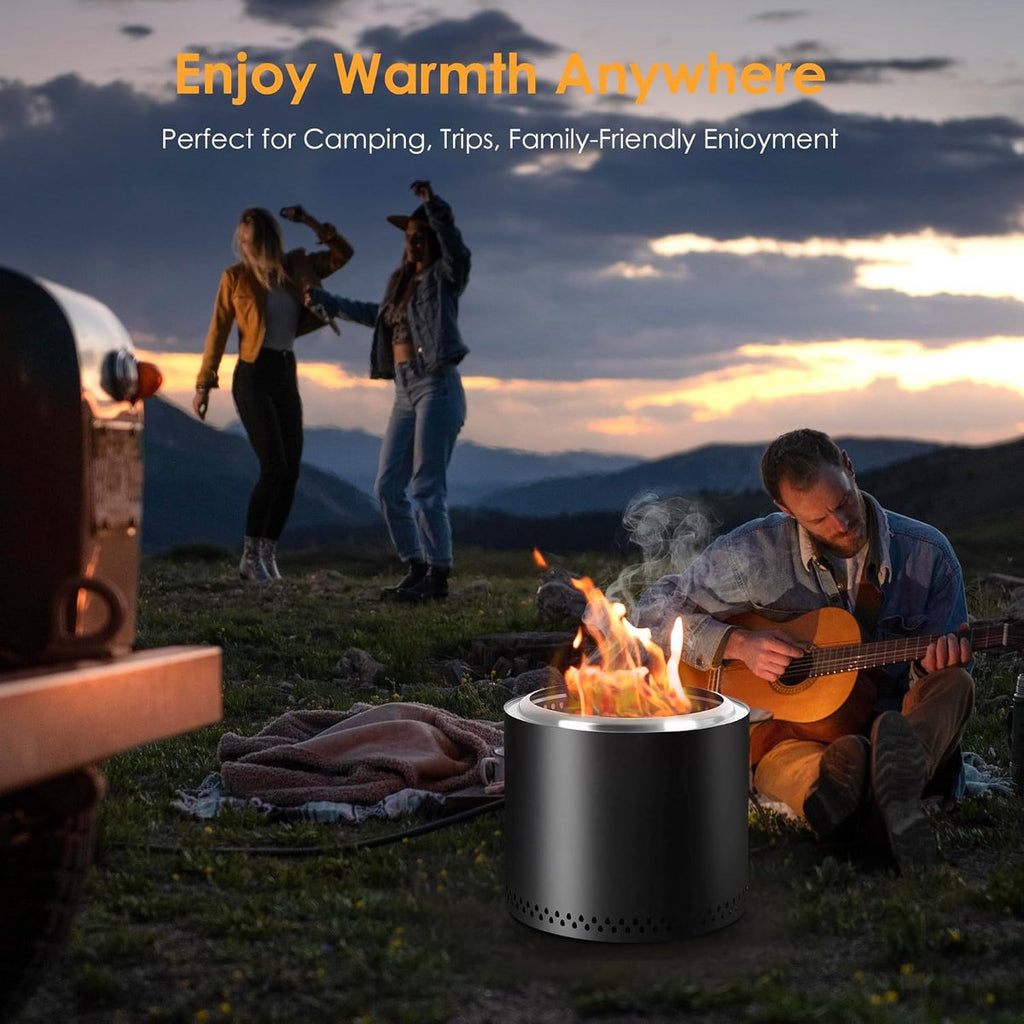 19 Smokeless Fire Pit with Removable Ash Pan for Outside, Stainless Steel Outdoor Fireplace, Wood Burning Fire Pits for Camping, Bonfire