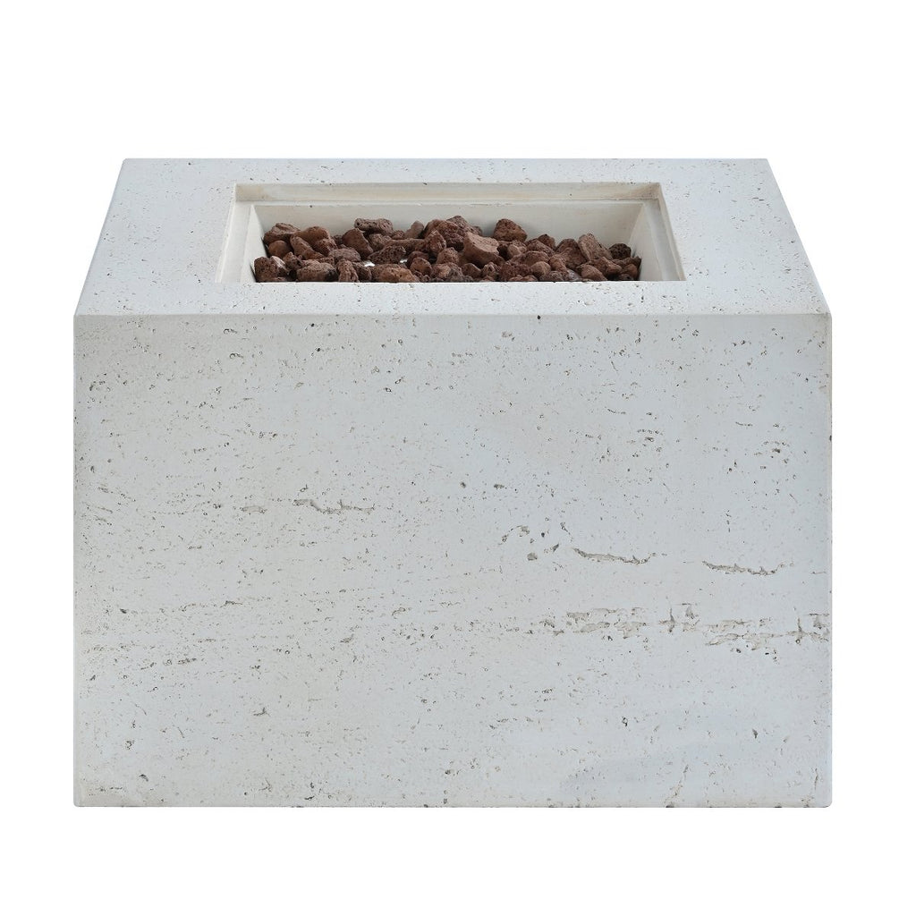 Square Propane Fire Pit Table, 40,000 BTU Outdoor MGO Fireplace with Lava Rocks & Rain Cover