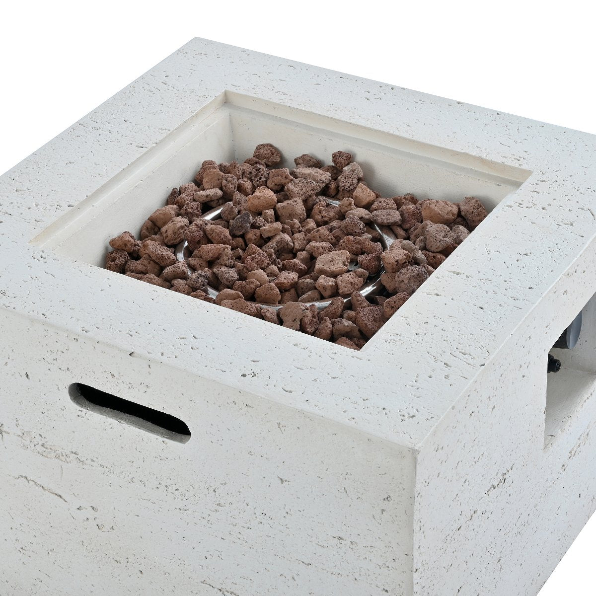 Square Propane Fire Pit Table, 40,000 BTU Outdoor MGO Fireplace with Lava Rocks & Rain Cover