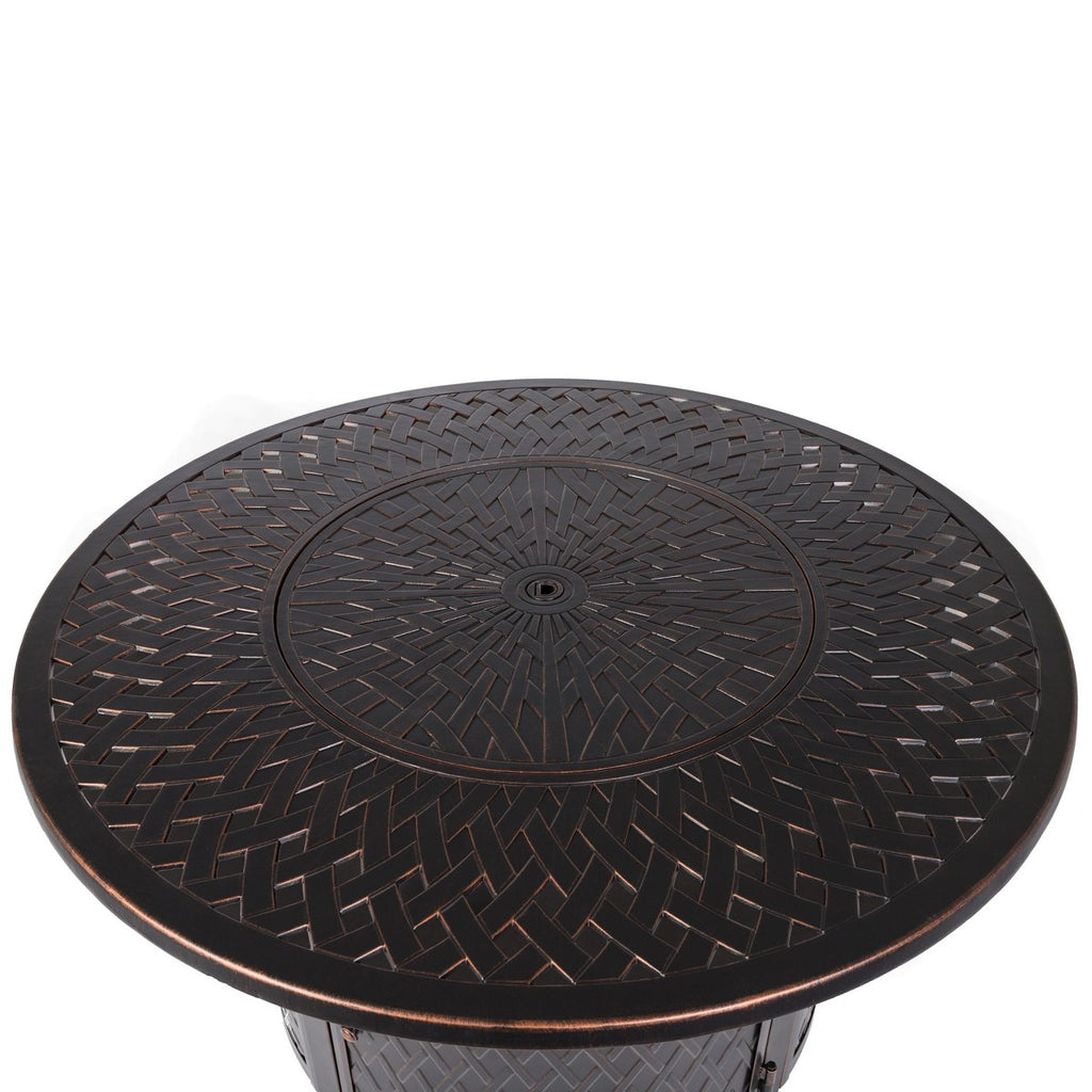 62695 Verona Woven Aluminum Convertible Gas Fire Pit Table 55,000 BTU Multi-Functional Outdoor With Fire Bowl Lid, Nylon Weather Cover
