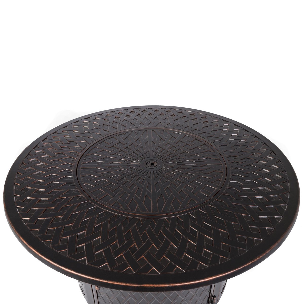62695 Verona Woven Aluminum Convertible Gas Fire Pit Table 55,000 BTU Multi-Functional Outdoor With Fire Bowl Lid, Nylon Weather Cover