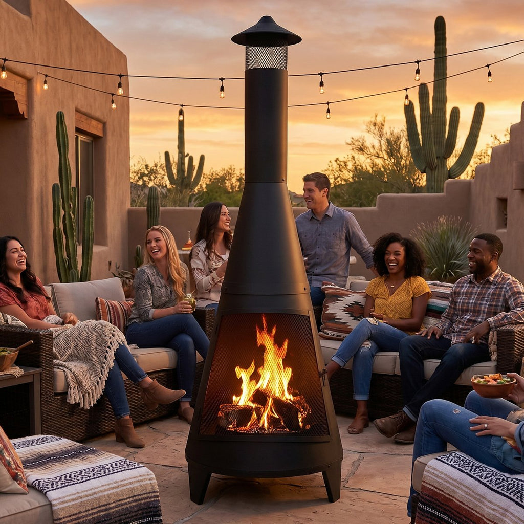 Sunnydaze Outdoor Backyard Large Freestanding Oxidized Steel Wood-Burning Fire Pit Chiminea 70