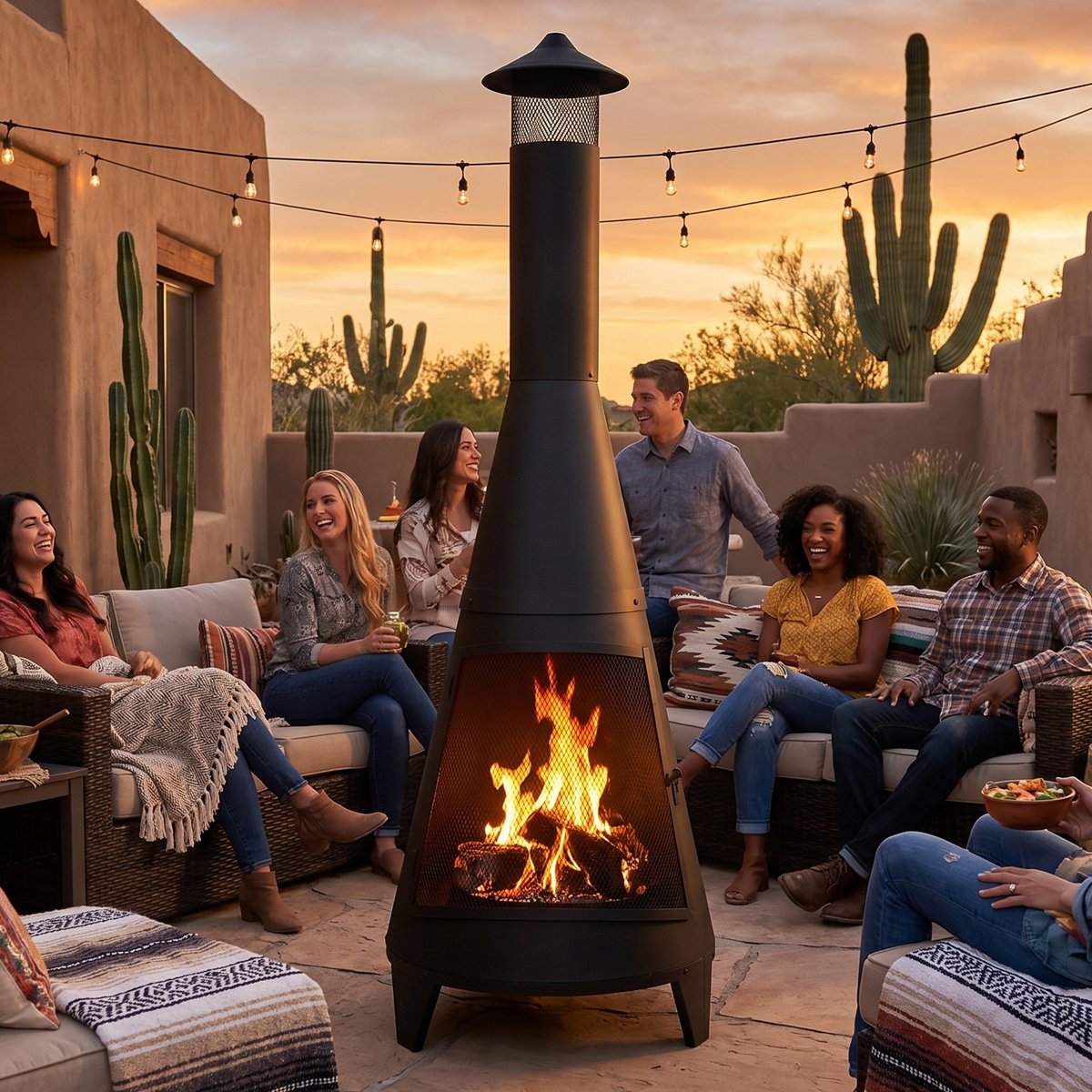 Sunnydaze Outdoor Backyard Large Freestanding Oxidized Steel Wood-Burning Fire Pit Chiminea 70
