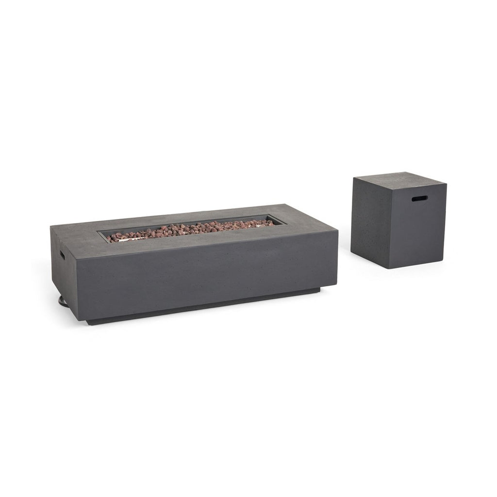 Hearth Outdoor 50,000 BTU Lightweight Concrete Rectangular Fire Pit Table