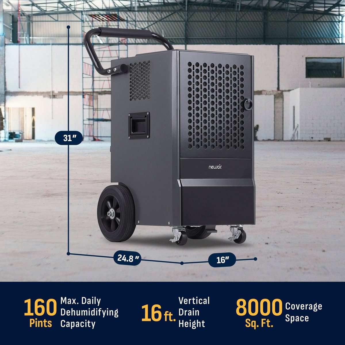 160 Pints Commercial Dehumidifier with Pump