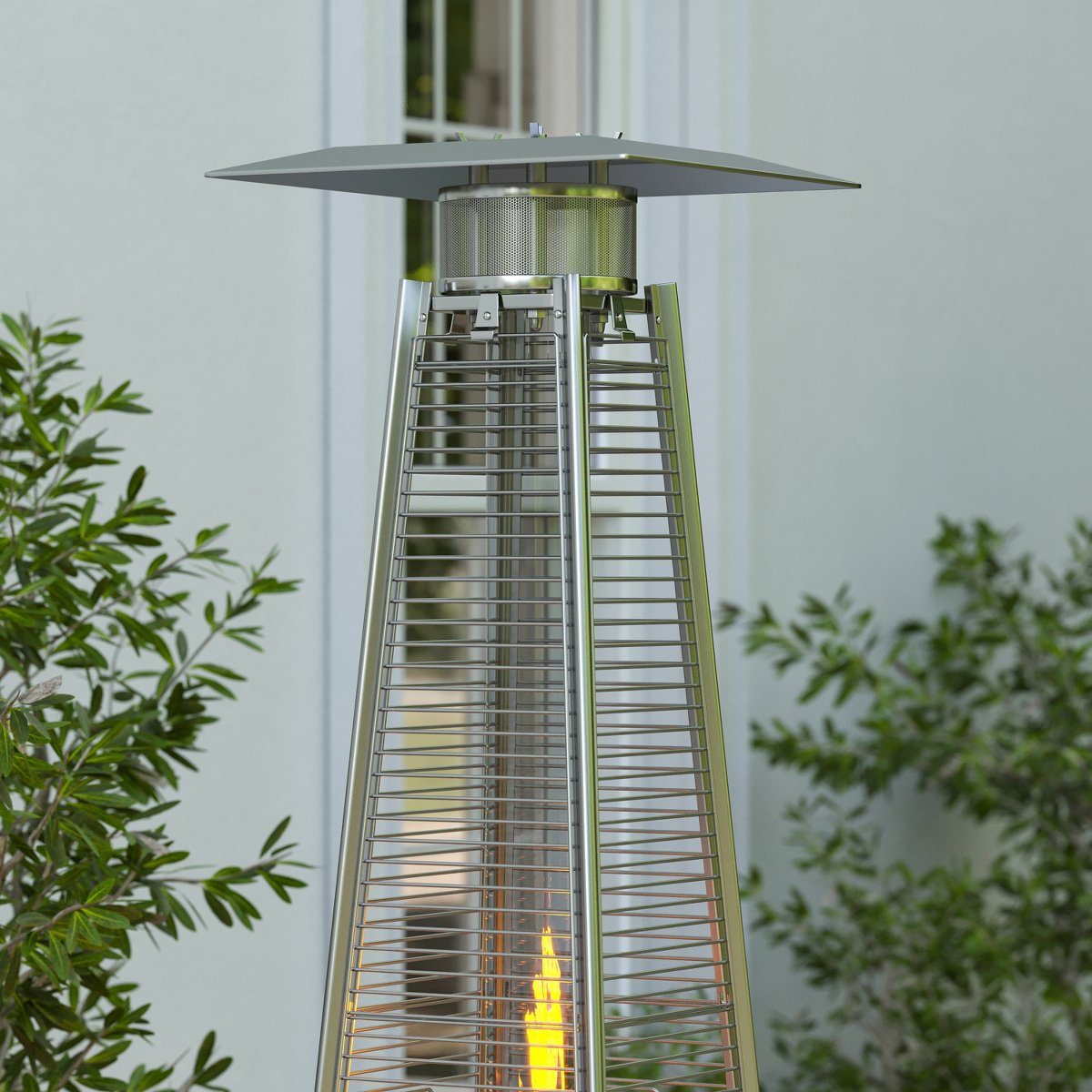 Stainless Steel Pyramid Shape Portable Outdoor Patio Heater 7.5 Feet Tall