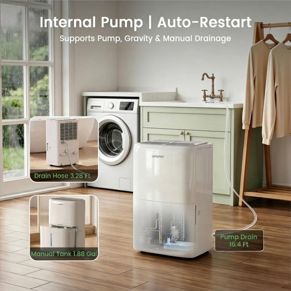 150-Pint ENERGY STAR Home Dehumidifier with Built-in Pump for Basements and Large Spaces up to 7,500 Sq. Ft