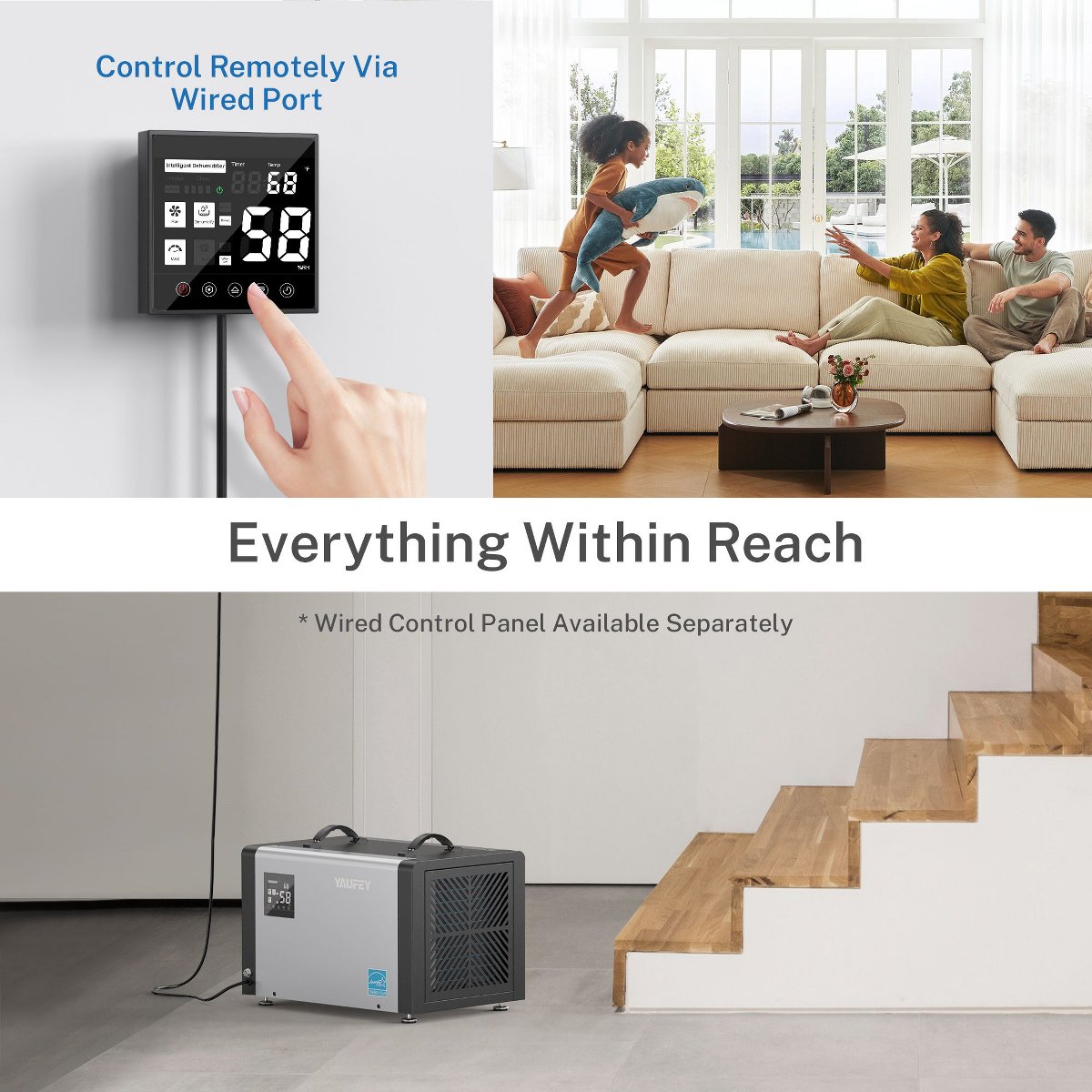 Commercial Crawlspace Dehumidifie, 70 Pints Heavy Duty Dehumidifier for Basements & Whole House, Auto Defrost, Continuous Drainage Hose
