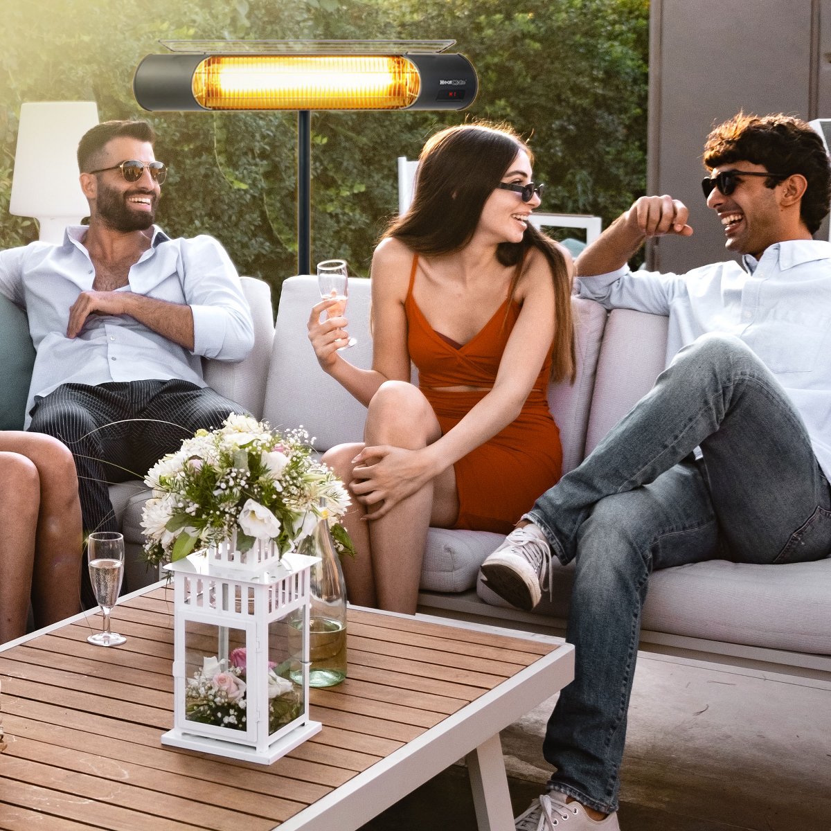 HeatMate Weatherproof Graphite Patio Heater with Stand and Remote, Black